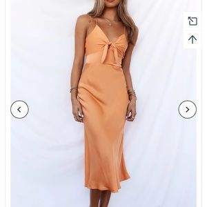 Hello Molly Started With A Kiss Orange MIDI Dress